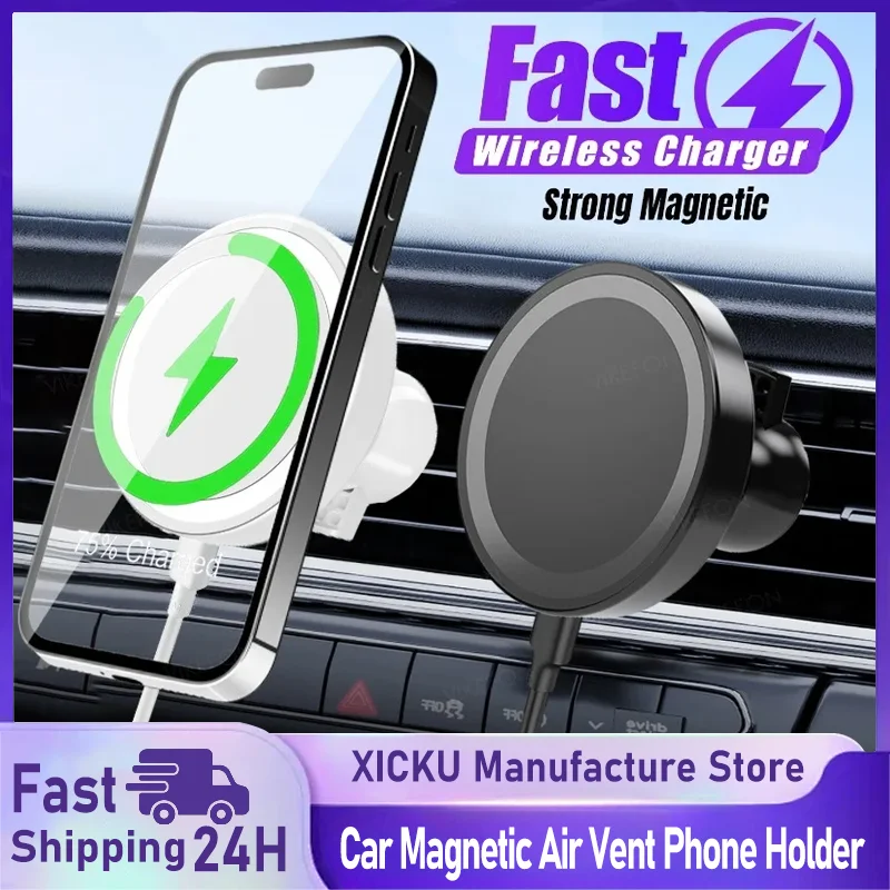 Suporte magnético para celular com ventilação de ar, carregador sem fio para magsafe iphone 17 16 15 14 13 pro max, estação de carregamento rápido