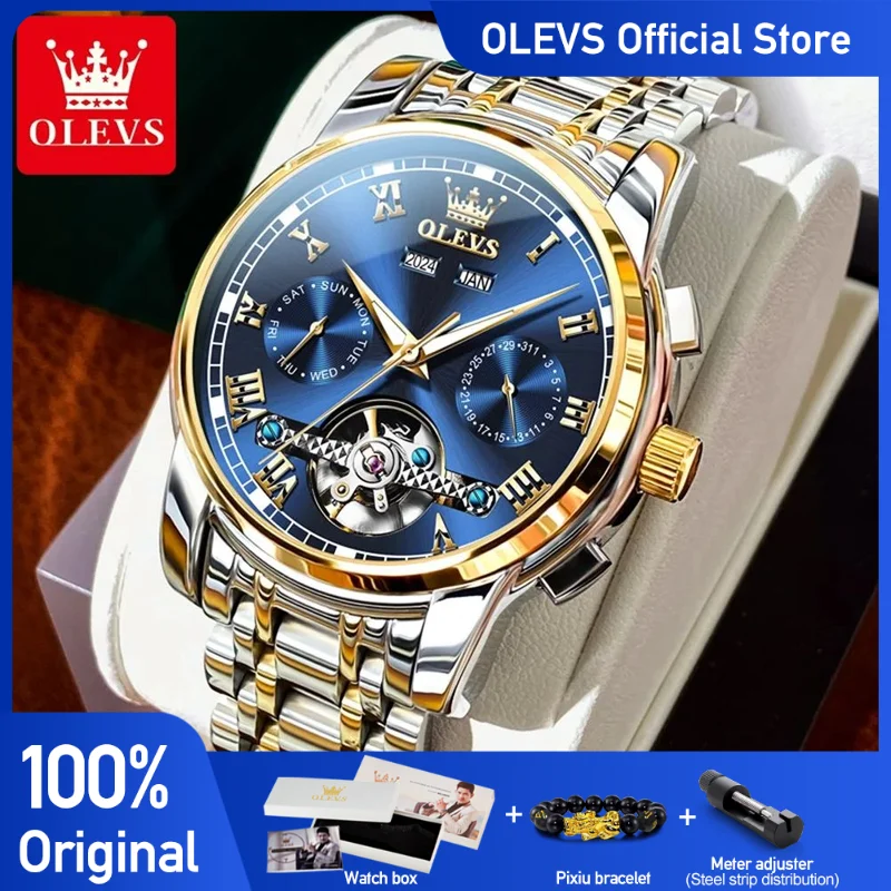 OLEVS-Reloj de pulsera para hombre, accesorio de pulsera resistente al agua, con enlace VIP, envío directo, 6607