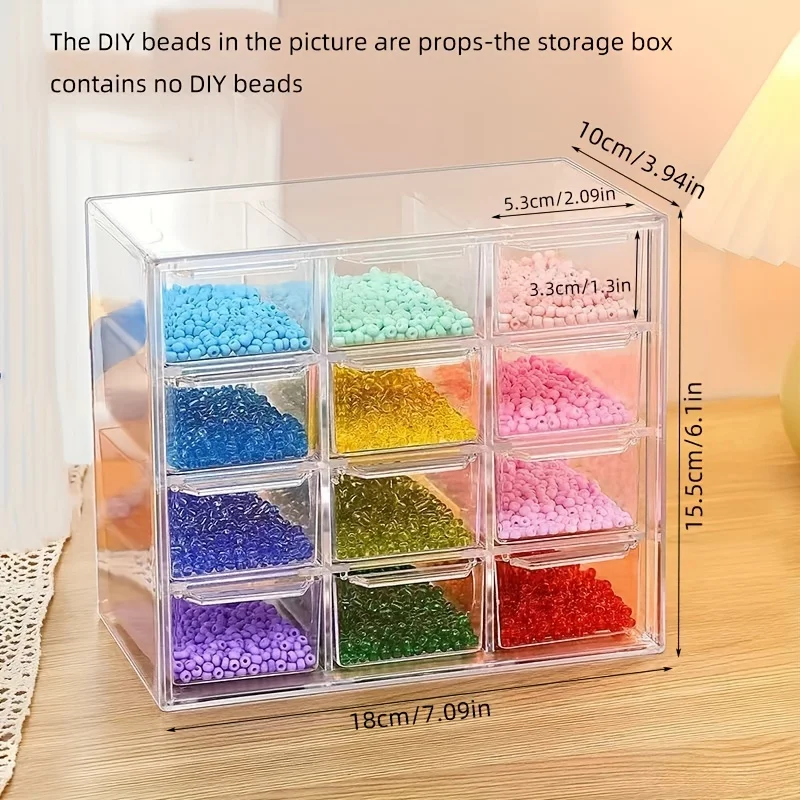 DIY Handmade Bead Storage Box Drawer Style Dust proof Desktop Handmade Bead Storage and Sorting Box Transparent Material Box