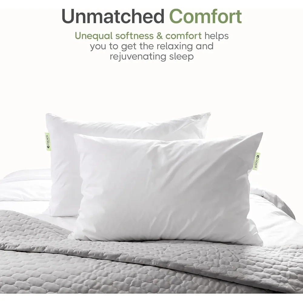 Luxury Hypoallergenic Green Label Soft Pillows - Choice Hotels Luminesse, White, Standard Size, 2-Pack