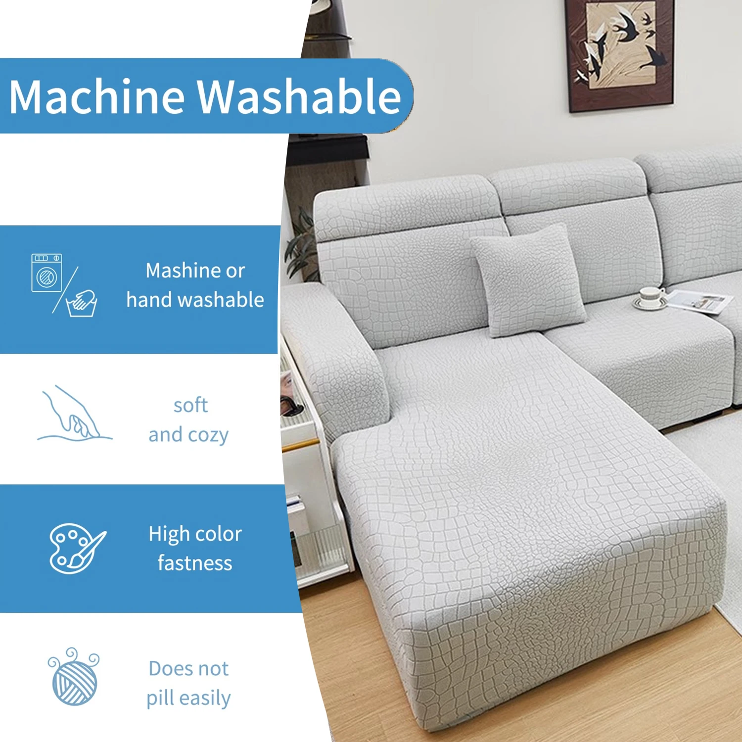 1/2/3/4/5 Seater All Inclusive Sofa Covers for HomeLiving Room Slipcovers Stretch Polar Fleece Armchair L Shaped Sofa Protector