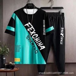 Men's Clothing Summer Thin Trendy Short Sleeved T-shirt Youth Sports Pants Two-piece Set Summer Student Casual Pants Set for Men