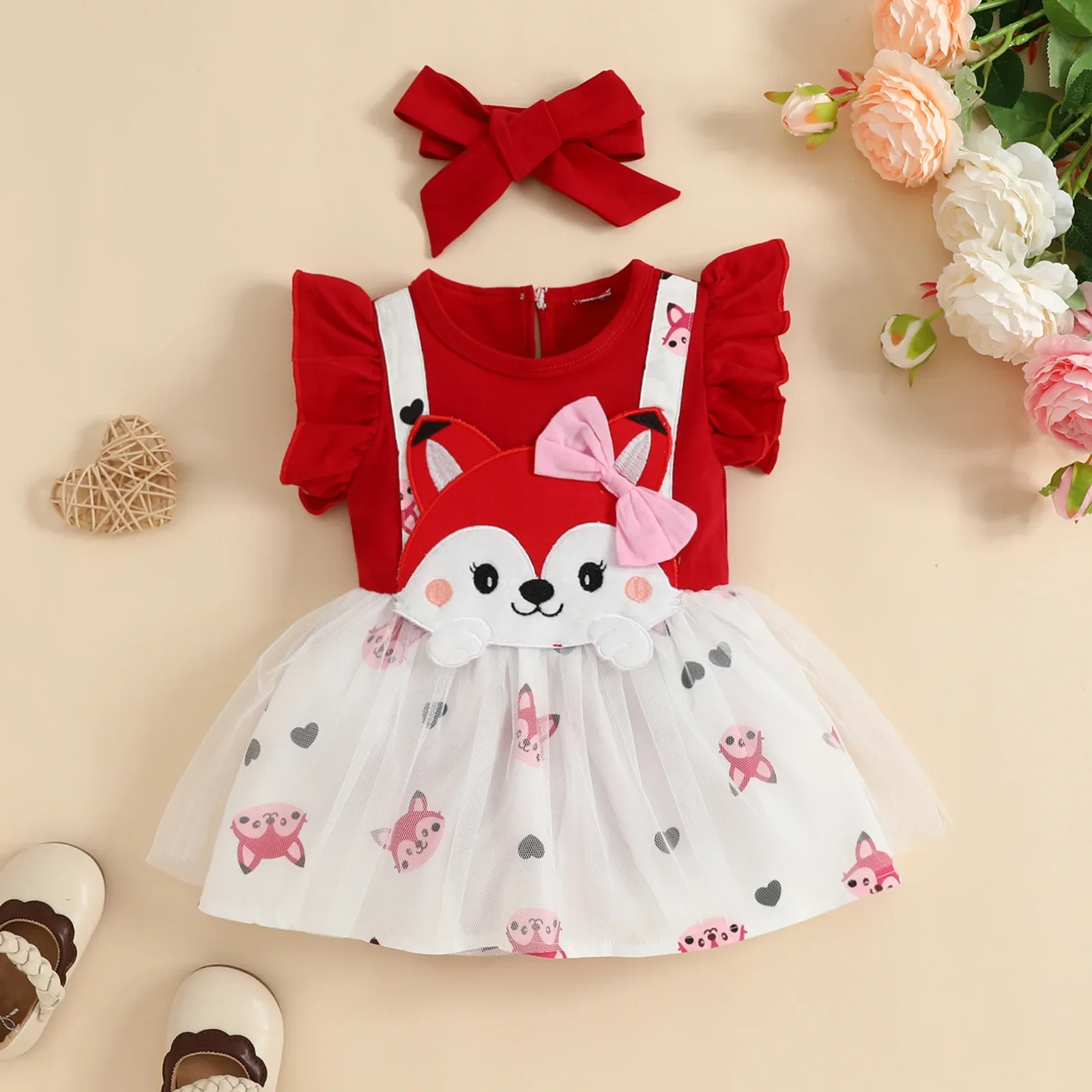 

Infant Baby Girls Clothes Romper Dress Cartoon Animal Print Jumpsuit Outfits Summer Newborn Fashion Mesh Skirt Baby Romper
