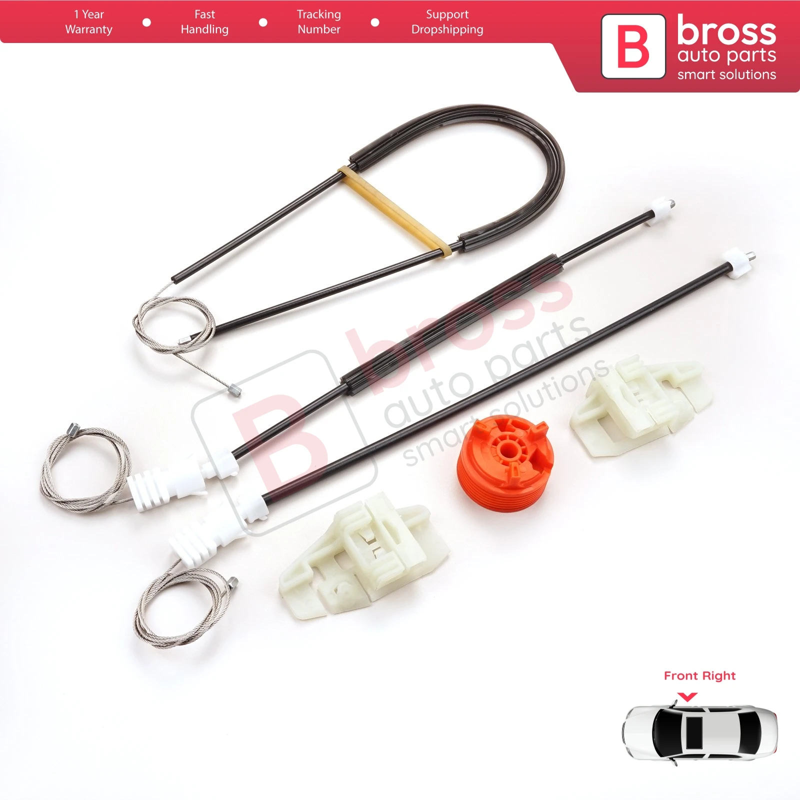 Bross Auto Parts BWR5003ไฟฟ้า Power Window Regulator ชุดซ่อมด้านหน้าสำหรับ Citroen Xsara 1997-2005เรือจากตุรกี