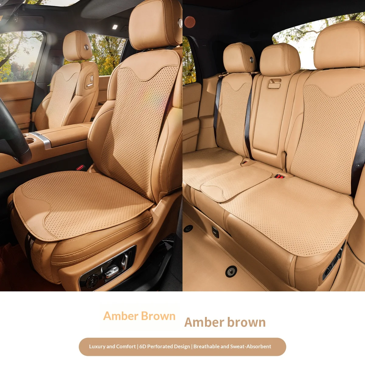All Row Car Seat Cushion Full Package, Nappa Leather 6D Perforated Pads, Wear-resistant For Family Long Trip