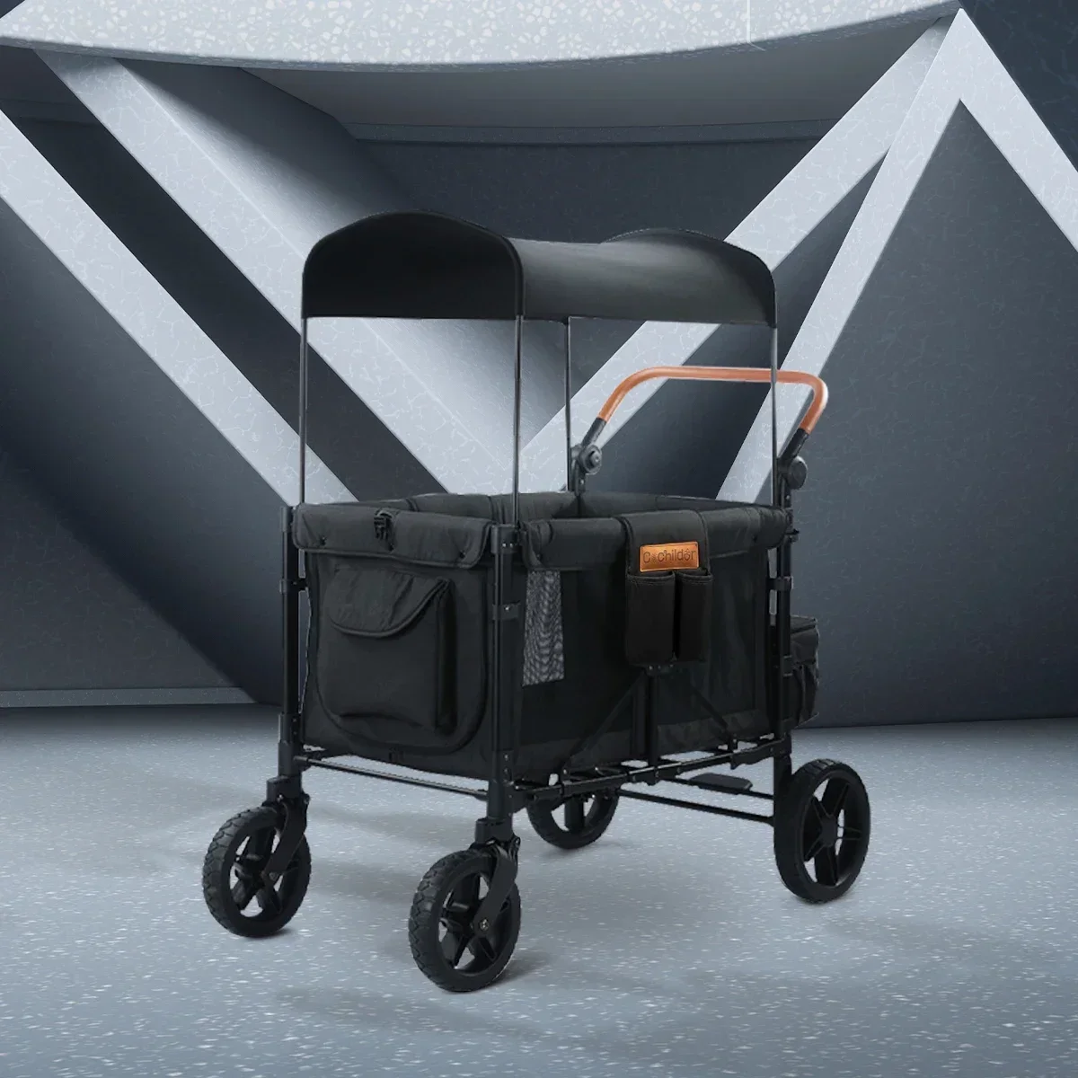 Baby-Camper-Van, ein Kinderwagen, geeignet für vier Kinder, faltbar, mit abnehmbarem Sonnenschirm, perfekt für Herbstausflüge