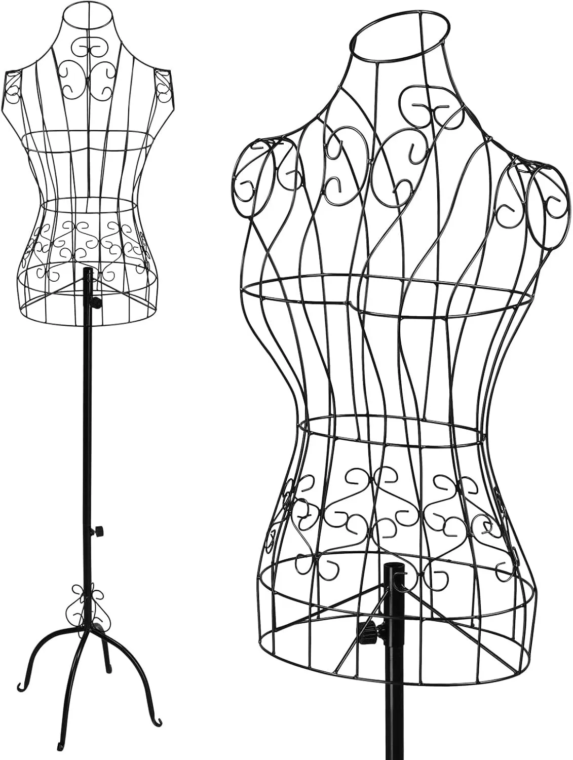 

Elegant Wire Mannequin Female Metal Dress Form for Display Adjustable Height
