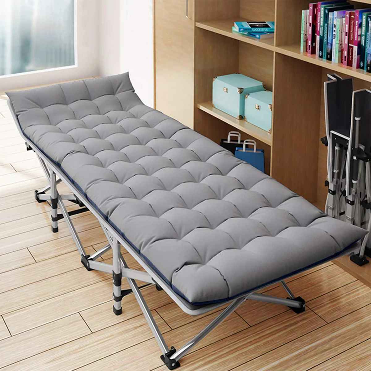 Super life Lit de camping pliant portable robuste pour adultes, idéal pour le camping en extérieur, la maison, la plage, le camping-car, la sieste au bureau