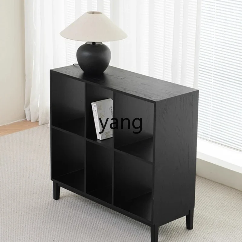 

lmm Wabi-Sabi Style Living Room Simple Solid Wood Bookshelf Freestanding Combination Storage Cabinet