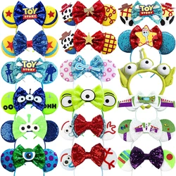 Disney Toy Story Hair Accessories Women Woody Buzz Lightyear Hair Bands for Girls Pixar Sequins Bow Alien Ears Headband Kid Gift