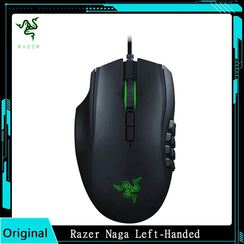 Original Razer Naga Left-Handed - Ergonomic MMO Gaming Mouse with 12 Programmable Thumb Buttons - 20,000 DPI