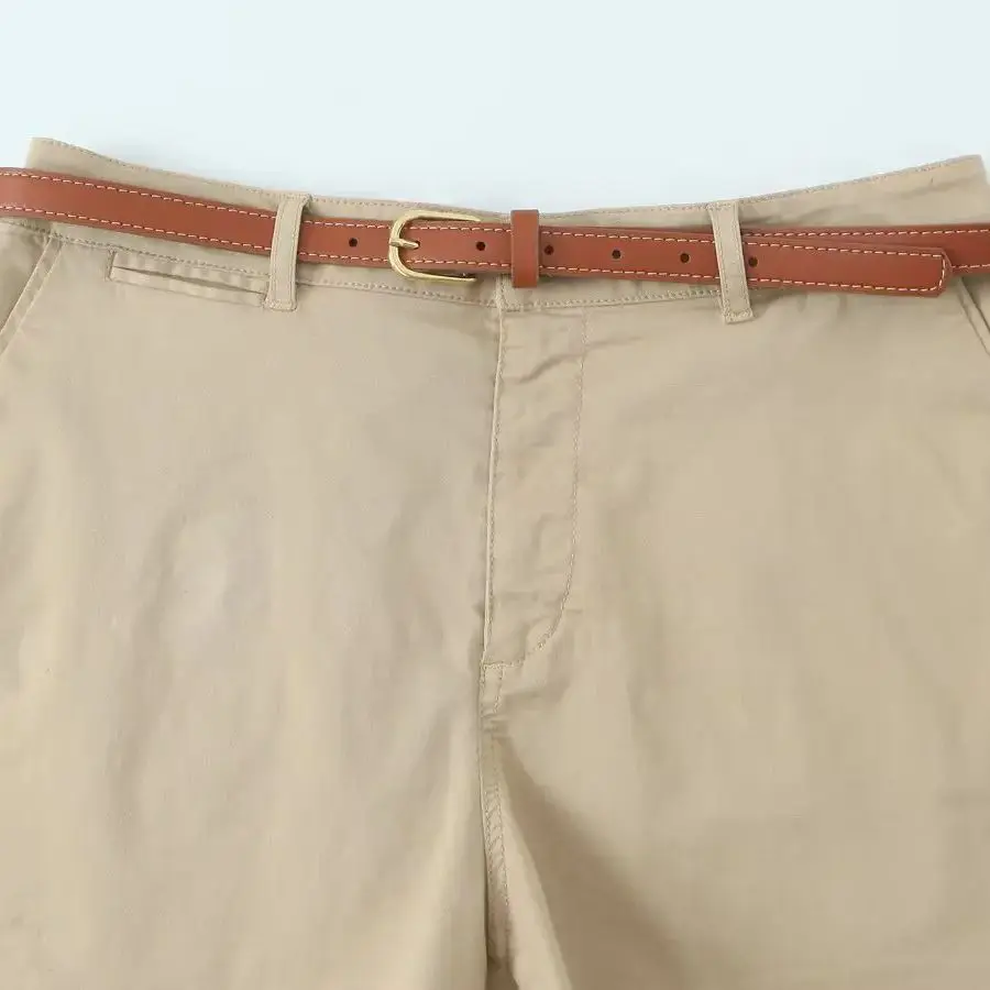 DiYiG النساء 2025 منتج جديد الصيف حزام عصري وأضعاف السراويل غير رسمية فريدة من نوعها سستة تنوعا الجانب جيب السراويل Mujer #4