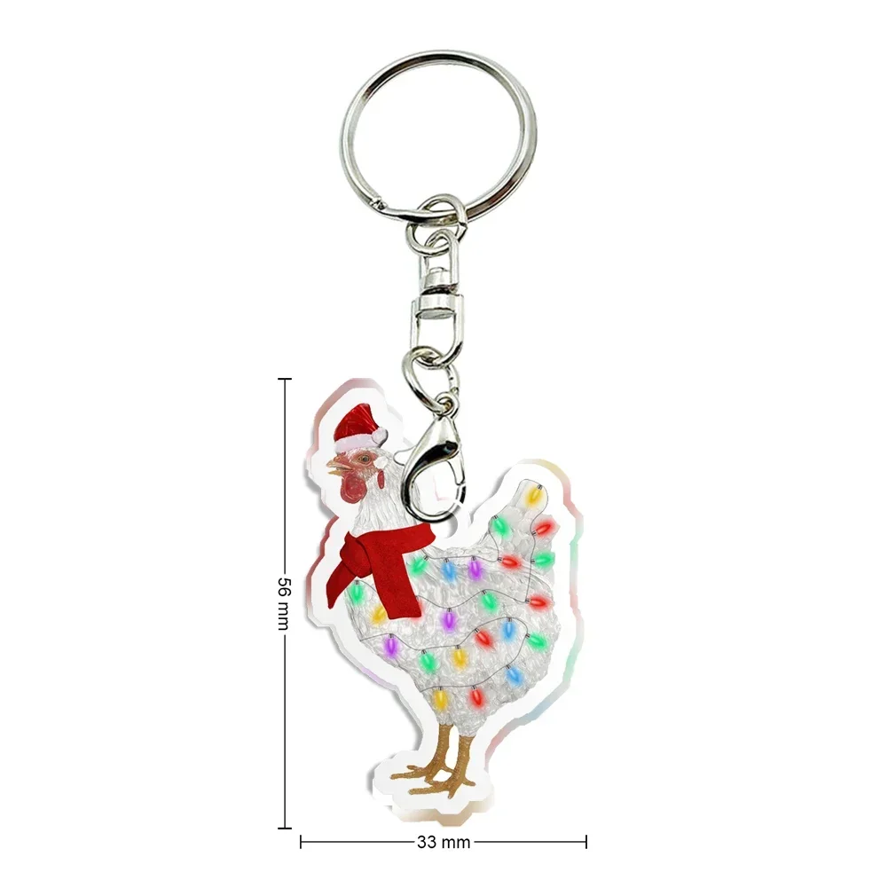 Christmas Strip Lights Chicken Keyrings Acrylic Key Chain Cosplay Accessories