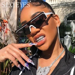 Gafas de sol tipo ojo de gato para mujer, lentes de sol Vintage con parte superior plana para deportes al aire libre, para hombre y mujer, lentes deslumbrantes, sombra UV400, medio marco pequeño