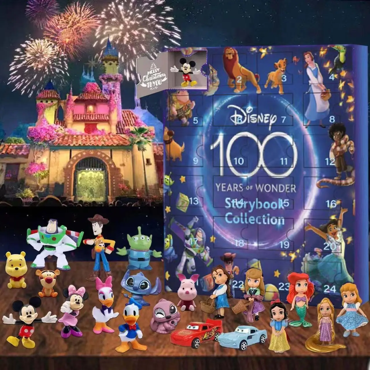 Disney-calendário infantil do advento, estatuetas de anime, brinquedos de Halloween, boneca surpresa, modelo, presentes de Natal, 2024