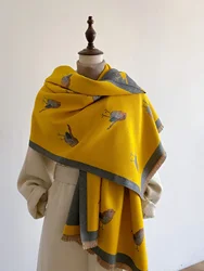Thick Cashmere Blanket Women Scarf Warm Pashmina Shawl Winter Wraps Bufanda Print 2024 New Design Poncho Echarpe Female