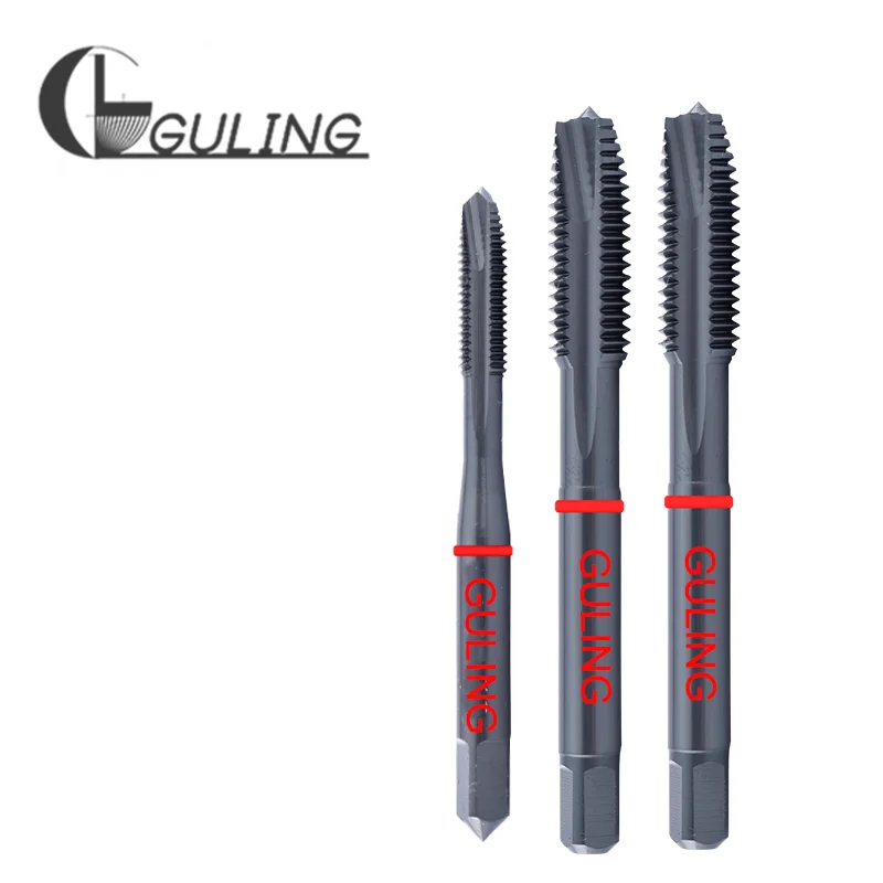 GULING HSSE Red Ring Metric Spiral Fluted Tap Pointed M2 M3 M4 M5 M6 M8 M10 M12M14 M16 M18 M24 Machine Screw Thread Taps