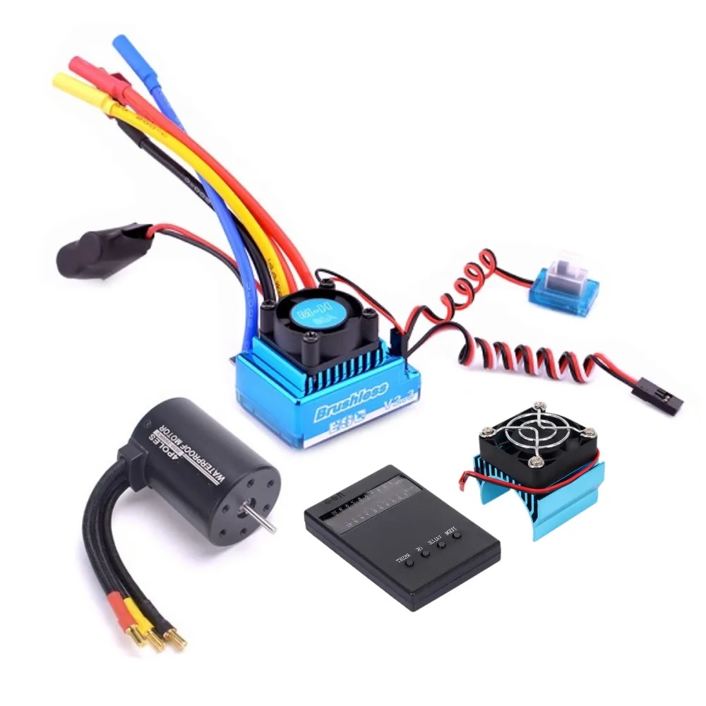 3650 3900KV Brushless Motor & 120A ESC Programming Card Combo for 1/10 RC Car RC Boat HSP HPI Tamiya