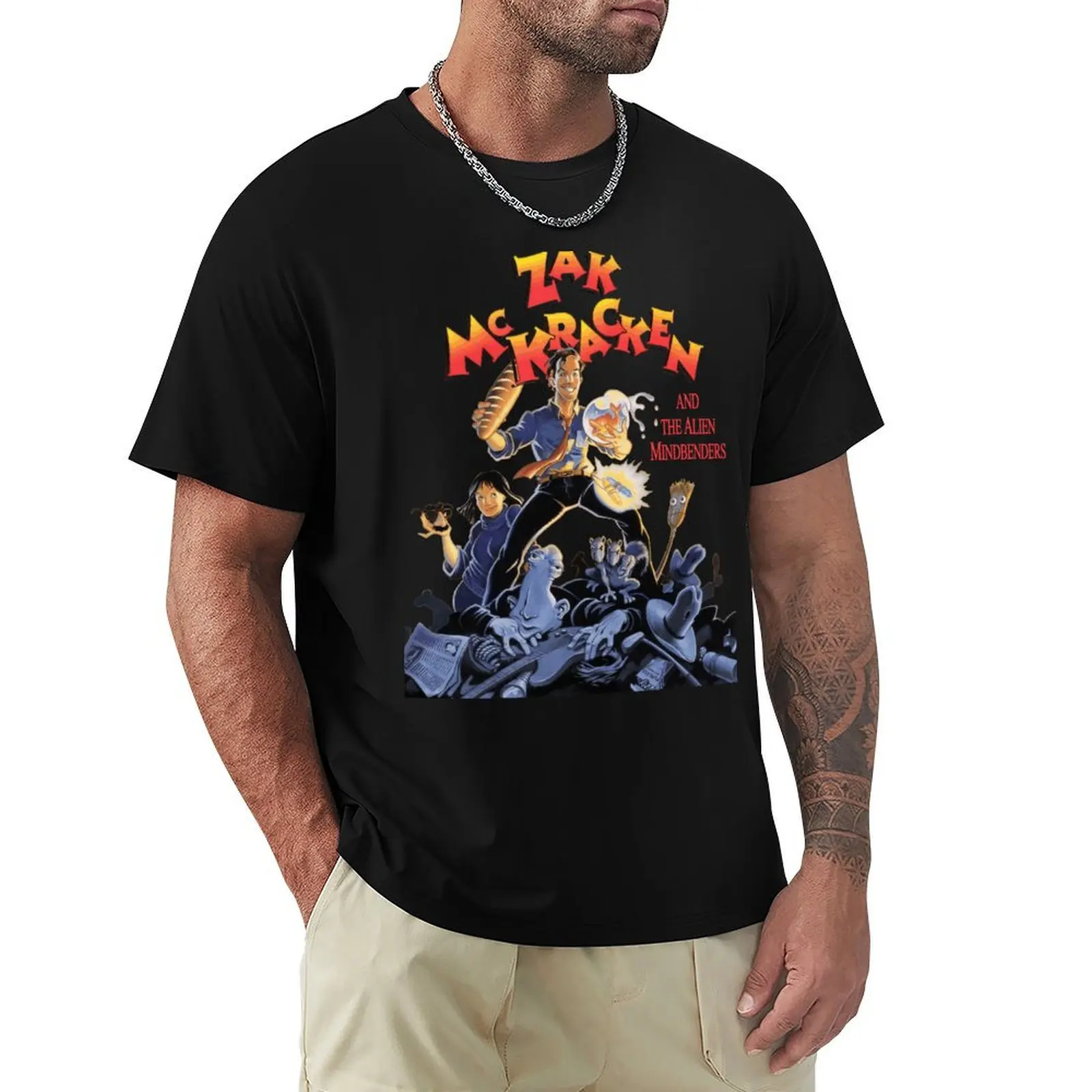 Zak McKracken and the Alien Mindbenders T-Shirt heavyweights blacks Funny t-shirt anime shirts men