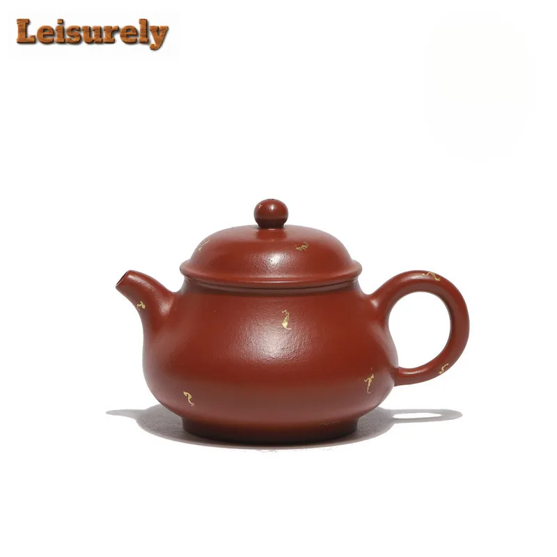 120ml Traditional Yixing Purple Clay Teapot Artists Handmade Sprinkle Gold Pan Pot Raw Ore Zhu Mud Tea Maker Kettle Zisha Teaset