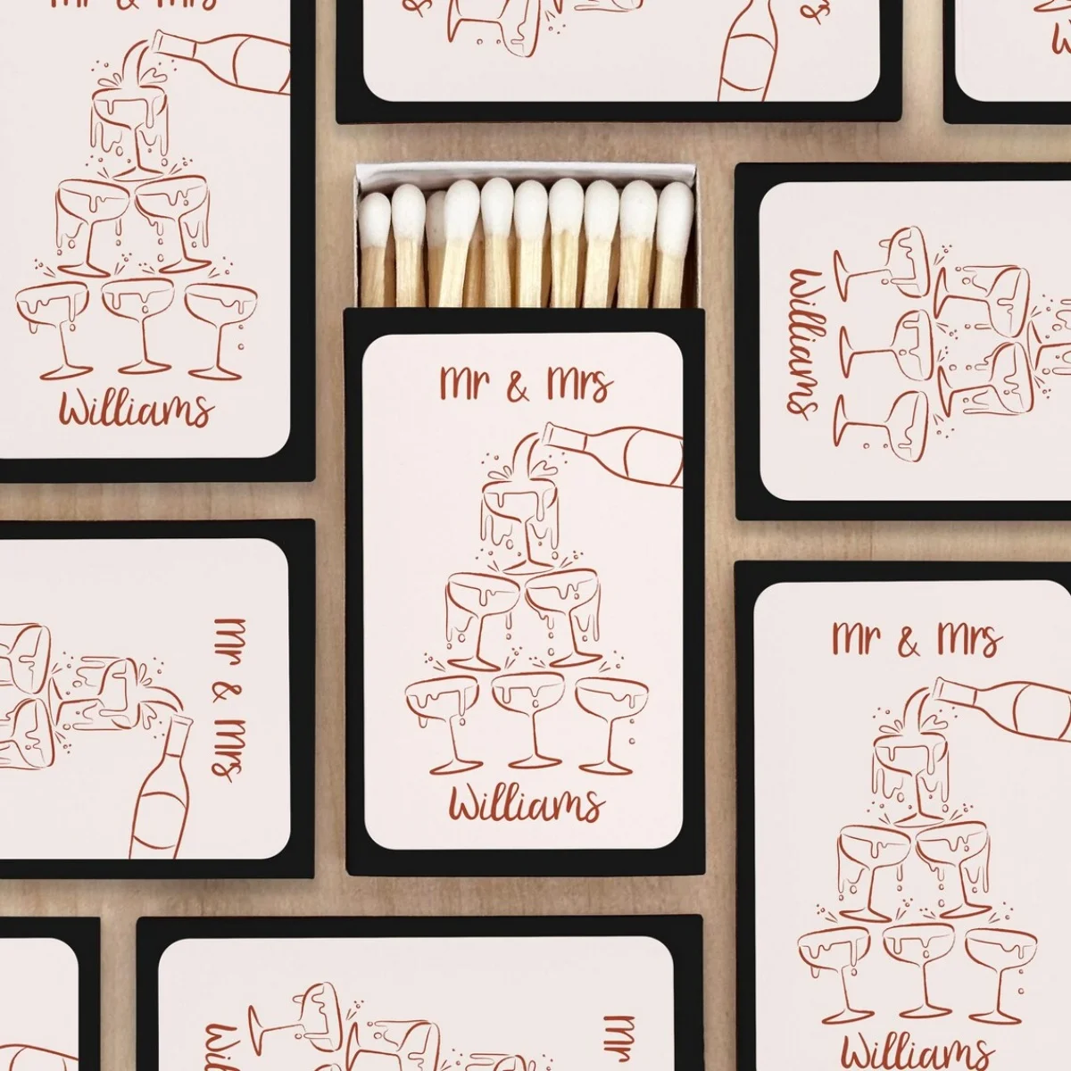 

Custom Match Boxes, Wedding Matches, Bridal & Bubbly, Custom Party Favor, Engagement Favors, Champagne Tower, Bridal Brunch Part