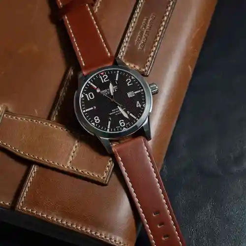 Imagen 2 del producto WOCCI correa de reloj de cuero genuino 18mm 19mm 20mm 21mm 22mm pulsera de liberación rápida reemplazo para hombres negro marrón albaricoque