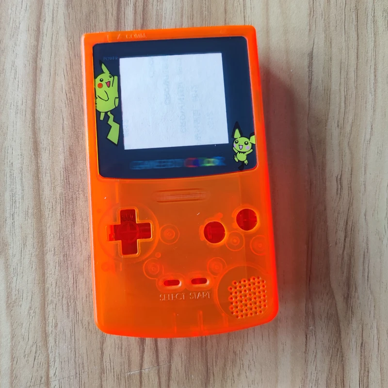 غلاف برتقالي شفاف لهاتف نينتندو دي GBC GameBoy مجموعة كاملة من الألوان مع أزرار أزرار ملونة وأوراق موصلة