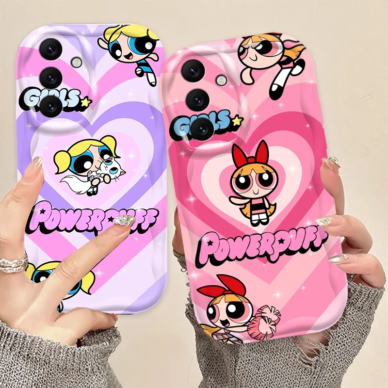 The P-Powerpuffs G-Girls Cartoon For Samsung A55 A54 A53 A52 A35 A34 A33 A32 A25 A24 A23 A22 A21S A15 A13 A14 5G Wave Oil Cover