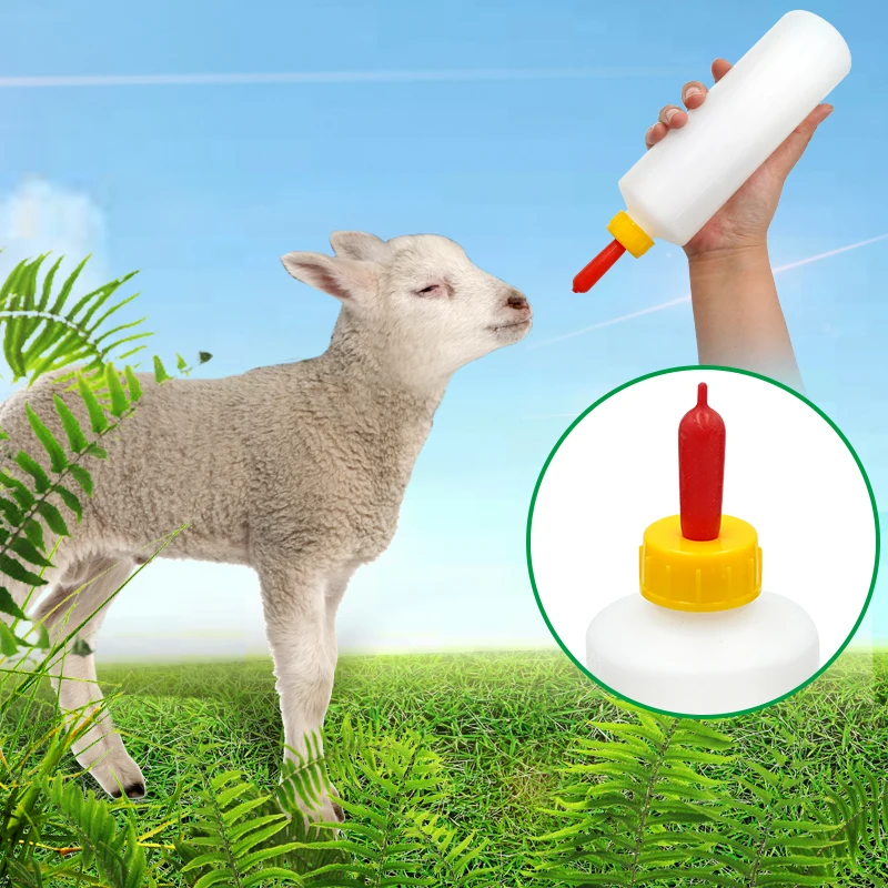 1PCS Lamb Milking Bottle Nipple Drinker Plastic Piglet Sheep Goat Feeding Waterer 400ML Capacity Nursery Farming Veterinary