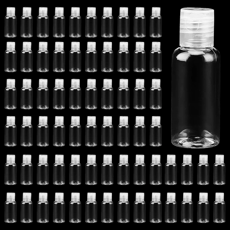 50 Uds. Botellas de viaje de plástico transparente de 30ml con tapa abatible contenedor dispensador para tamaño de viaje para champú loción crema