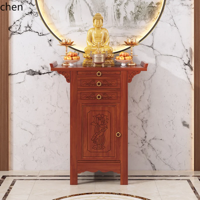 HT Buddhist Altar Cabinet Home Use Offering Table Buddha Seat Platform Elevated Incense Case Worship Rack
