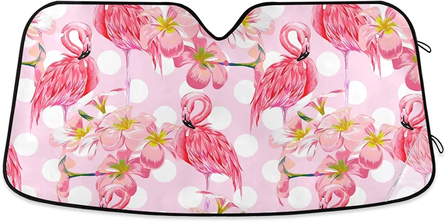 Verão tropical flamingos carro pára-brisa sol sombra rosa flores floral toldos reflexivos raios uv protetor manter seu veículo