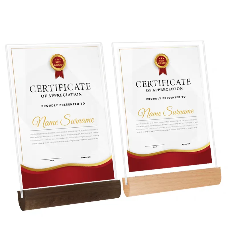 

A4 210x297mm Restaurant Menu Price Label Paper Holder Wood Photo Picture Poster Frame Acrylic Sign Holders Display Stand