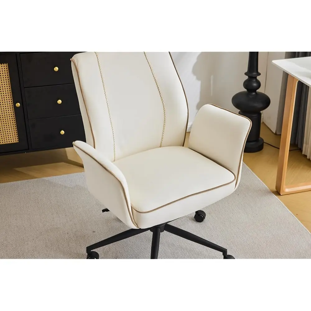 Bloom Chair,Comfy Home Office Desk Chair With Wheels & Padded Armrests,Aesthetic Vanity Chair With Back,Height Adjustable