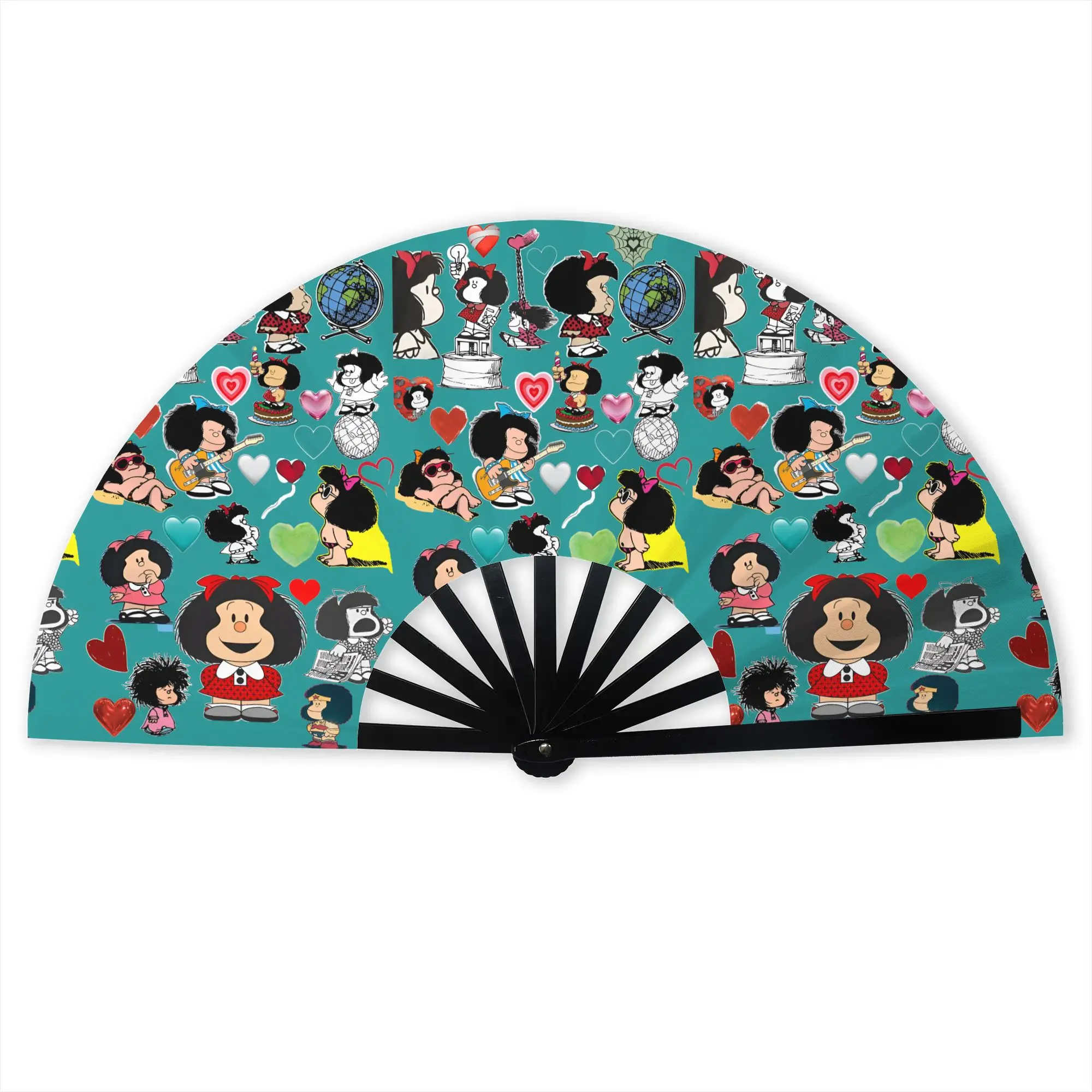 Customized M-Mafaldas Manga Comics Portable Pocket Fan Travel  Polyester Folding Fan Chinese Dance Handheld Cooling Fans