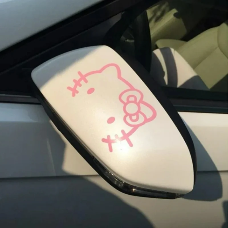 Miniso Hello Kitty Mirror Car Stickers Cartoon Cartoon Waterproof Creative Car Stickers