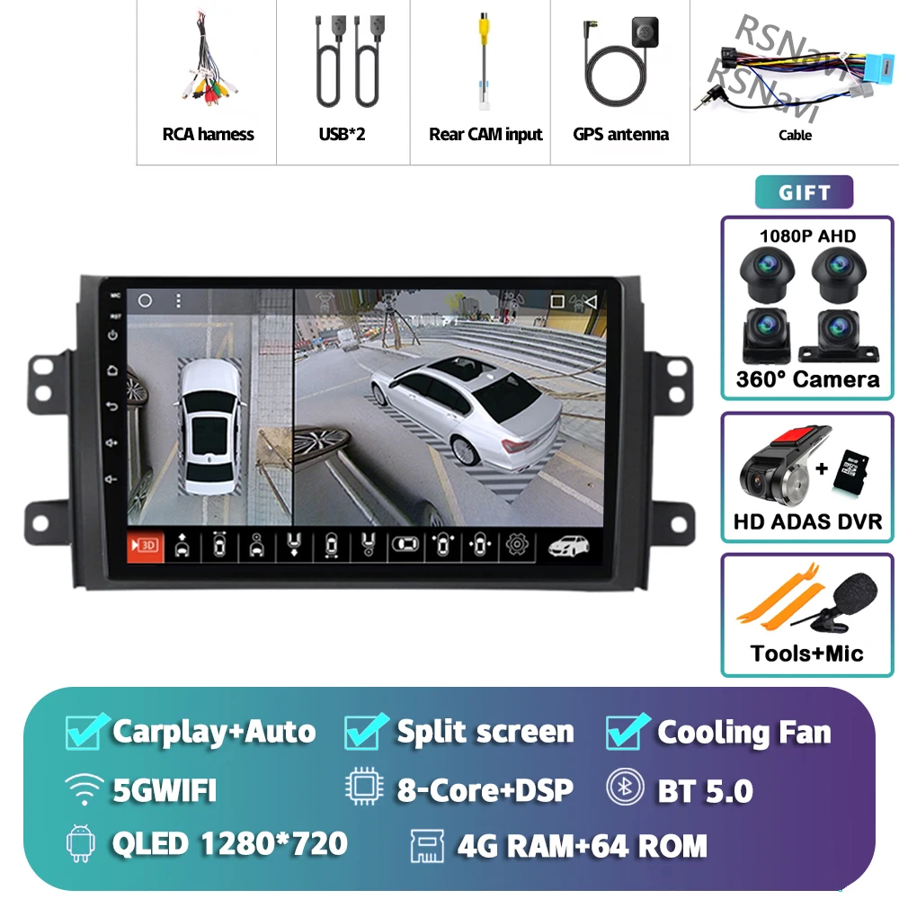 Android 15 Carplay Autoradio Multimedia Voor Suzuki SX4 SX 4 2006-2013 Head Unit BT GPS video DVD DSP Speler Autoradio Stereo