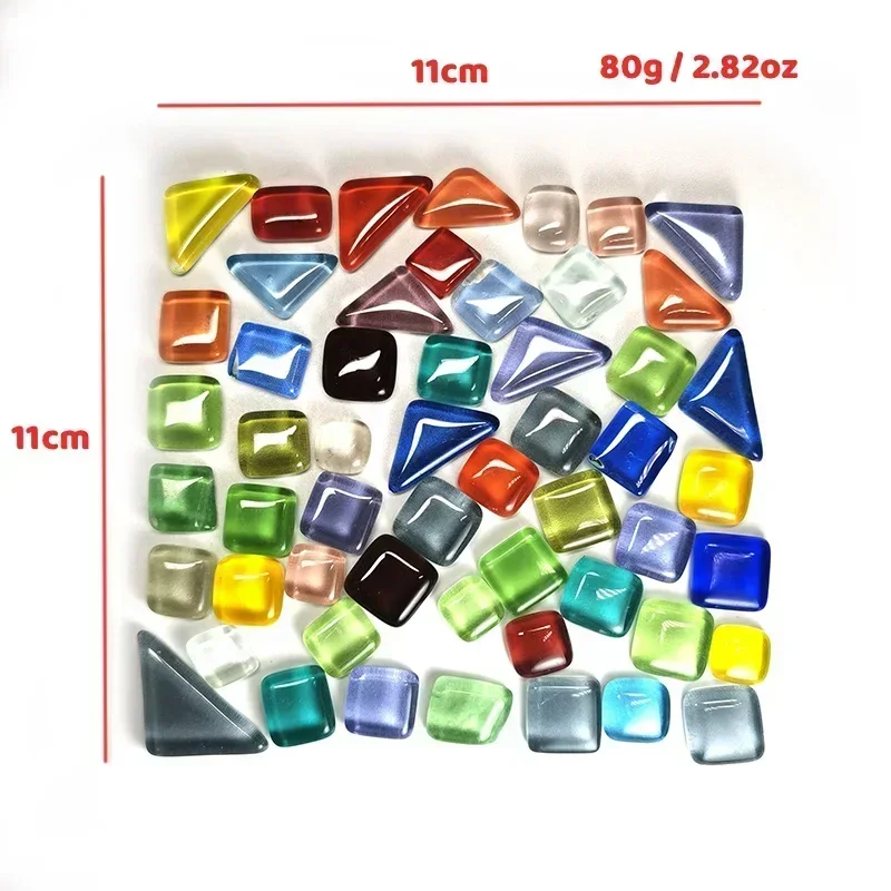 80g/2.82oz (Approx. 55pcs) Irregular Shape Glass Mosaic Tiles Colorful Mosaic Craft Materials DIY Mosaic Stones Kids/Children