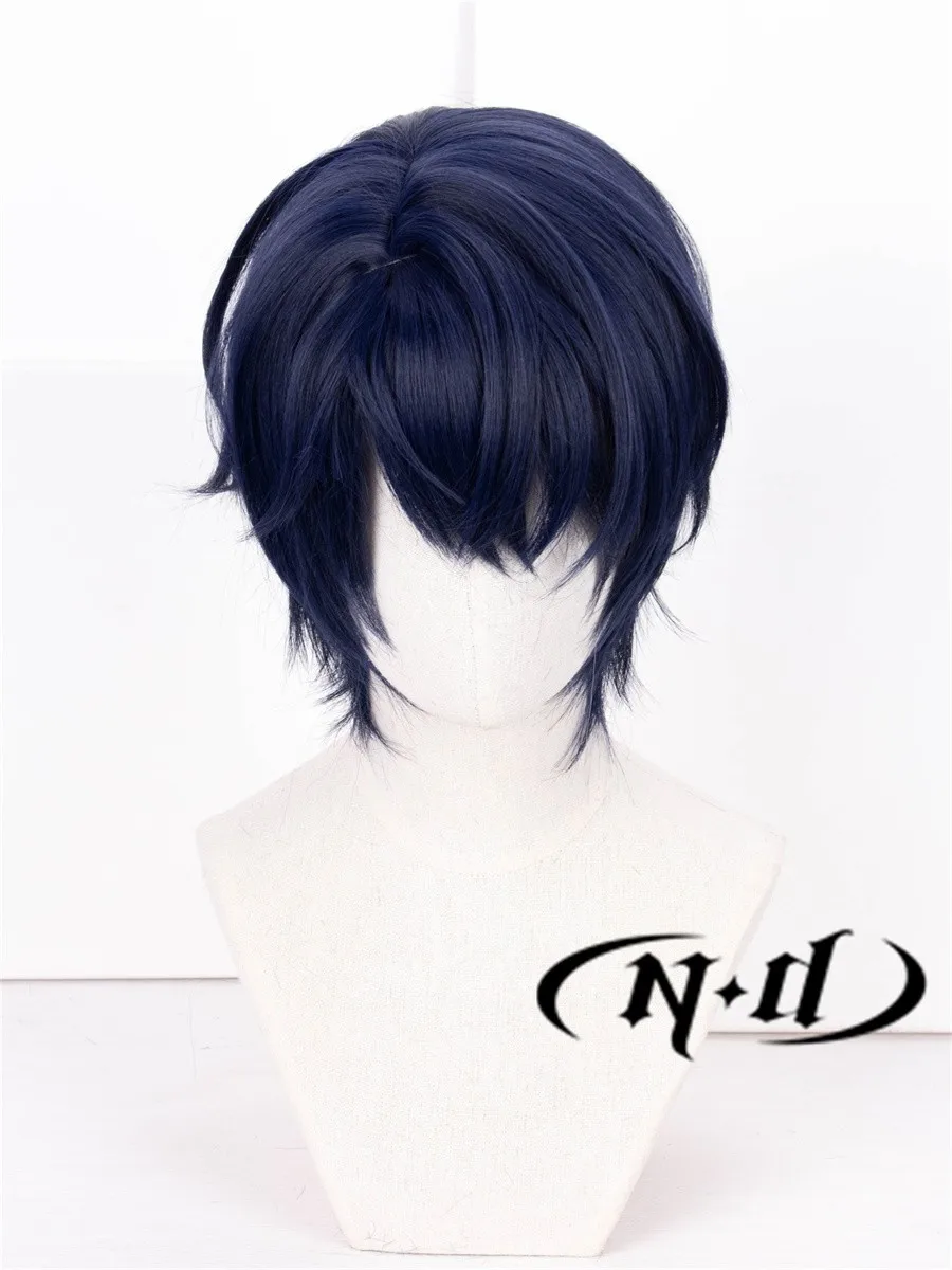 Tears of Themis King Wig Short Blue Black Mixed Synthetic Hair Marius Cosplay Wig Heat Resistance fiber