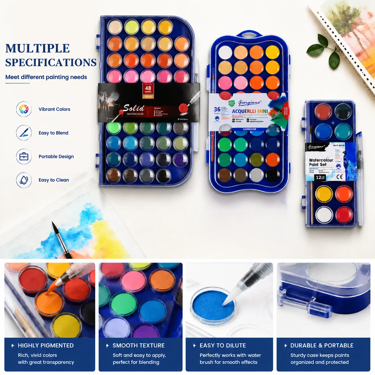 مجموعة ألوان مائية صلبة احتراف - مراجعة Watercolor Paint Set Solid Pigment وسعره