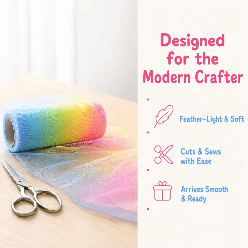 15cmX10Y Gradient Rainbow Tulle Roll Soft Mesh Roll Shimmer Flash Glitter Tulle Holographic Color Shift DIY Dress Mesh