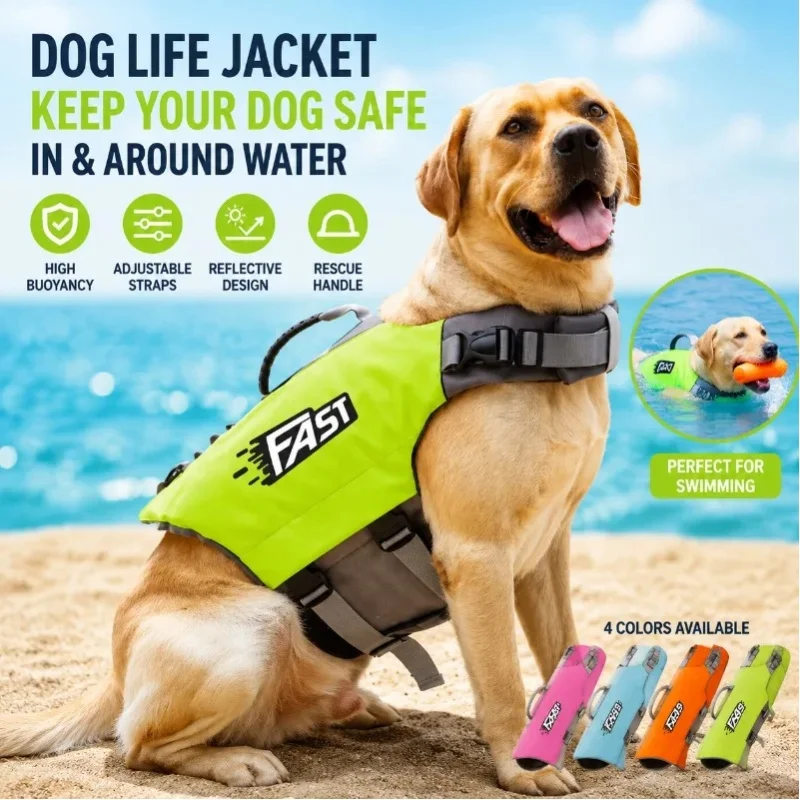 Hundeschwimmweste für den Sommer: Verstellbare, reflektierende Sicherheitsjacke für Hunde zum Surfen, Strand und Pool