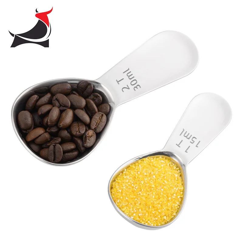 304 Edelstahl Kaffeelöffel mit Skala Messlöffel Milchpulver Messlöffel 30 ml/15 ml Set Backzubehör