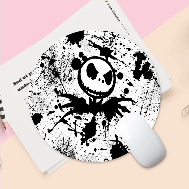 Disney Jack Skellington 20 x 20 cm rundes, verdicktes Mauspad, übergroße Gaming-Tastatur, Tischmatte, Schreibtisch-Set, Zubehör, Padmouse