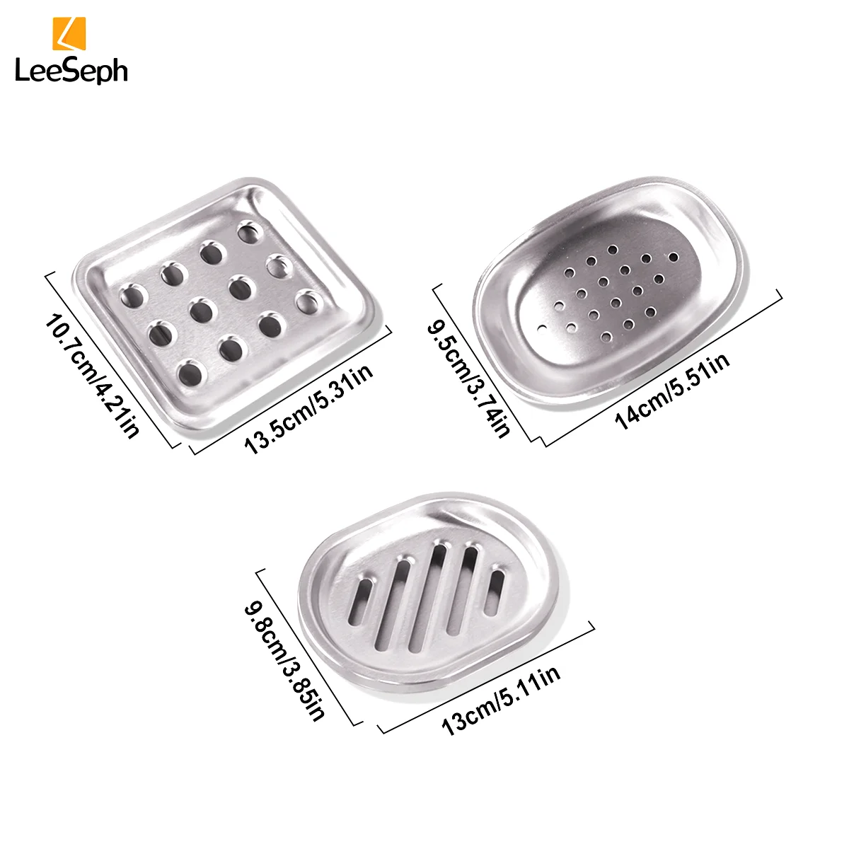 Leeseph Stainless Steel Soap Holder, Soap Dish Tray, Kitchen Bathroom Sink Countertops to Store Soap, Sponges, Scrubbers