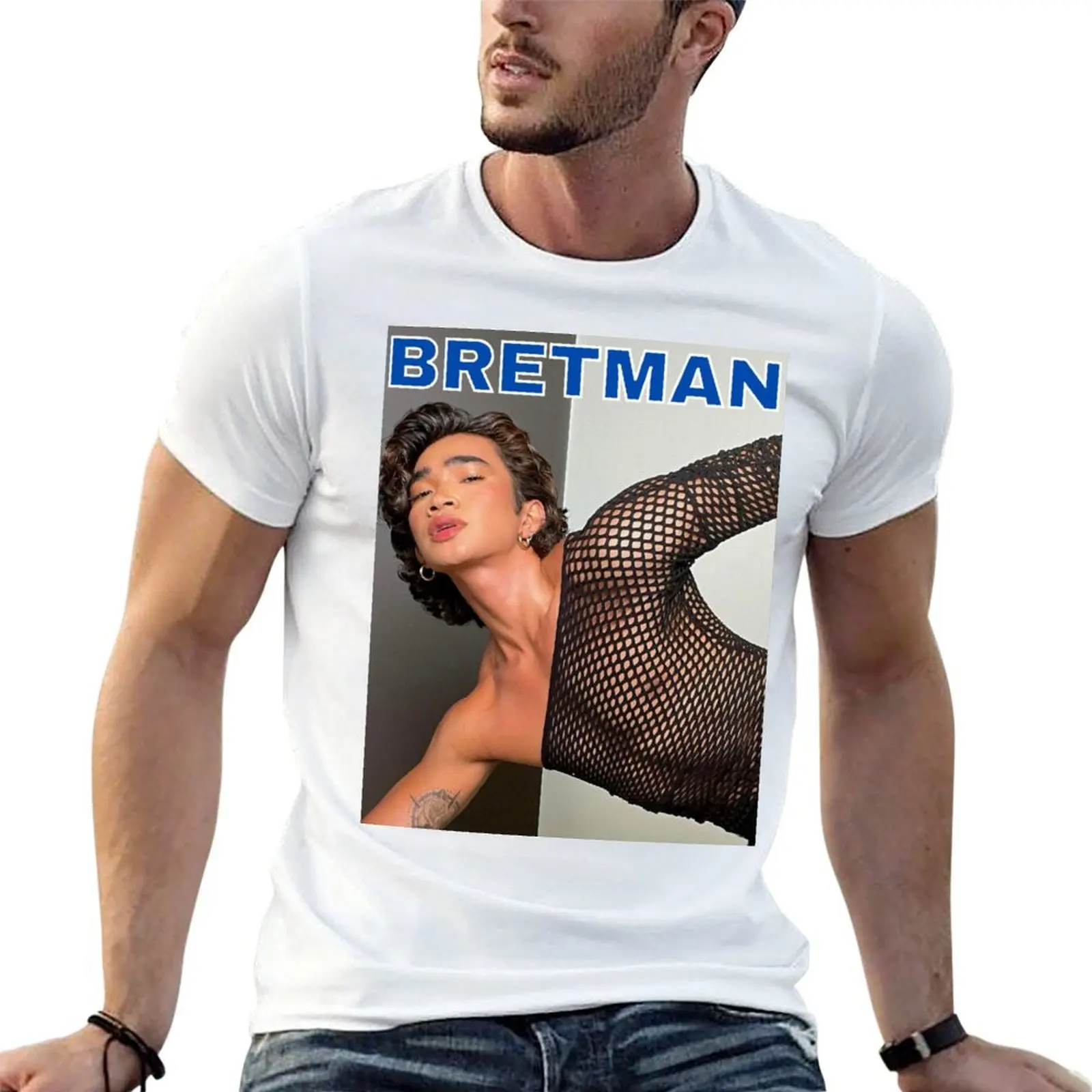 Футболка обычного качества в стиле рок, высокая футболка Bretman, б/б, хлопковая мужская рубашка, мужская дизайнерская рубашка