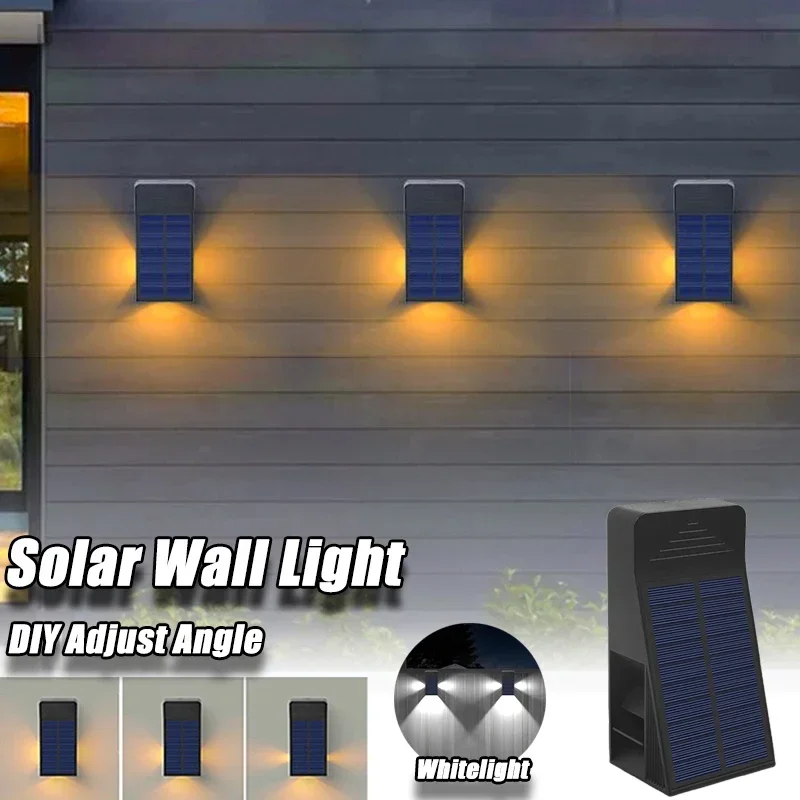 Solar Wall Lights Outdoor Warm/White Solar Powered Lamps Up And Down Adjustable Angle Lighting  Garden Landscape Balcony Patio