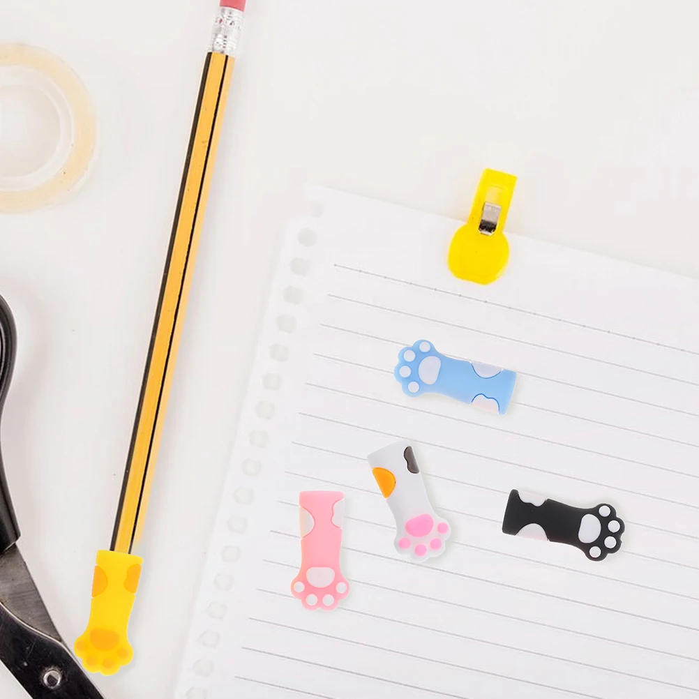 

12pcs Cute Topper Pen Topper Decoration Cartoon Caps Silicone Pencil Tip Cover Cat Paw Shape Soft For s Learning