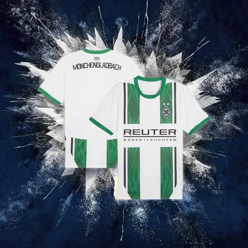 

2025 Classic Vintage 3D Printed Men's and Women's Jerseys Monchengladbach Away Jerseys Breathable Motorcycle Short Sleeves