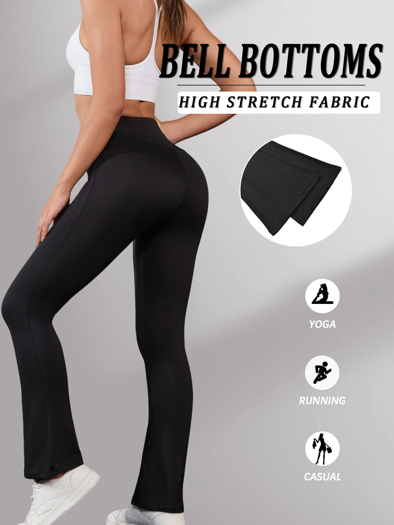 กางเกงเลกกิ้งโยคะทรงบานเอวสูงสำหรับผู้หญิง เนื้อผ้านุ่มพิเศษ ช่วยกระชับหน้าท้อง เหมาะสำหรับออกกำลังกาย